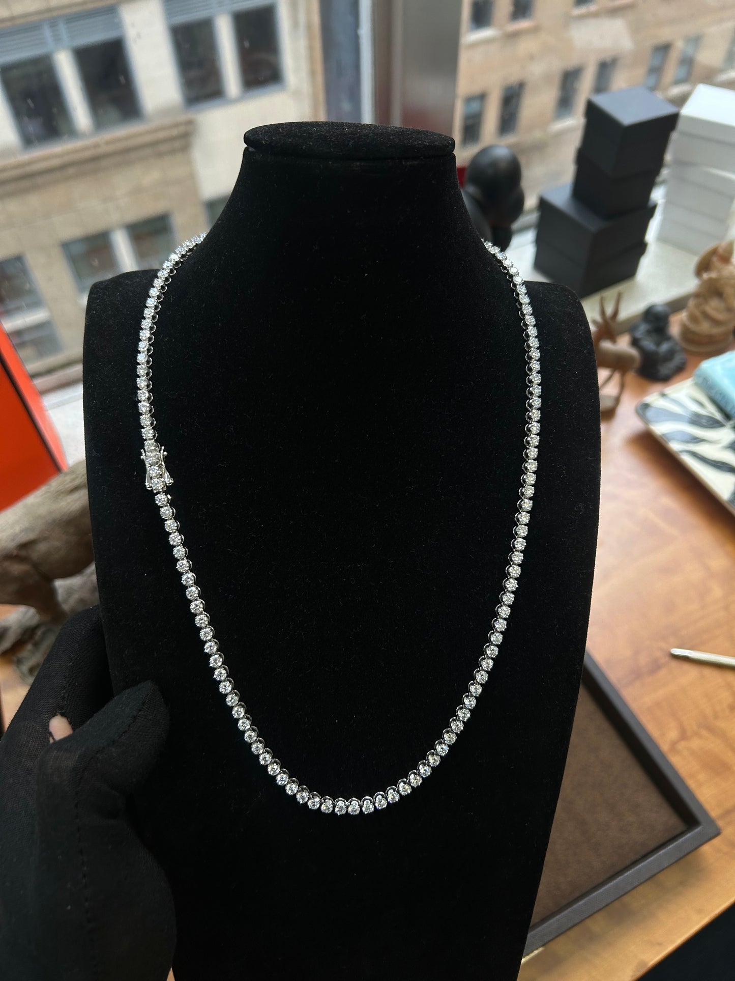 Lab grown diamond tennis chain 60cm 25.35 Carats 18k white gold