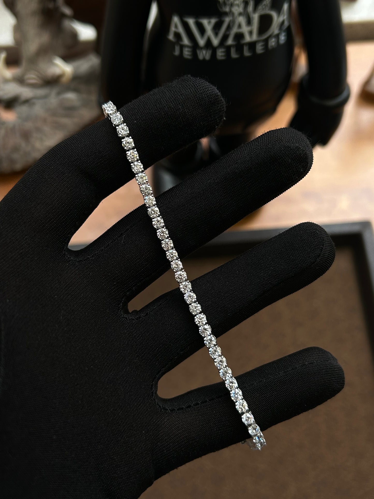 8.07 Carat Lab Diamond Tennis Bracelet 18k White Gold
