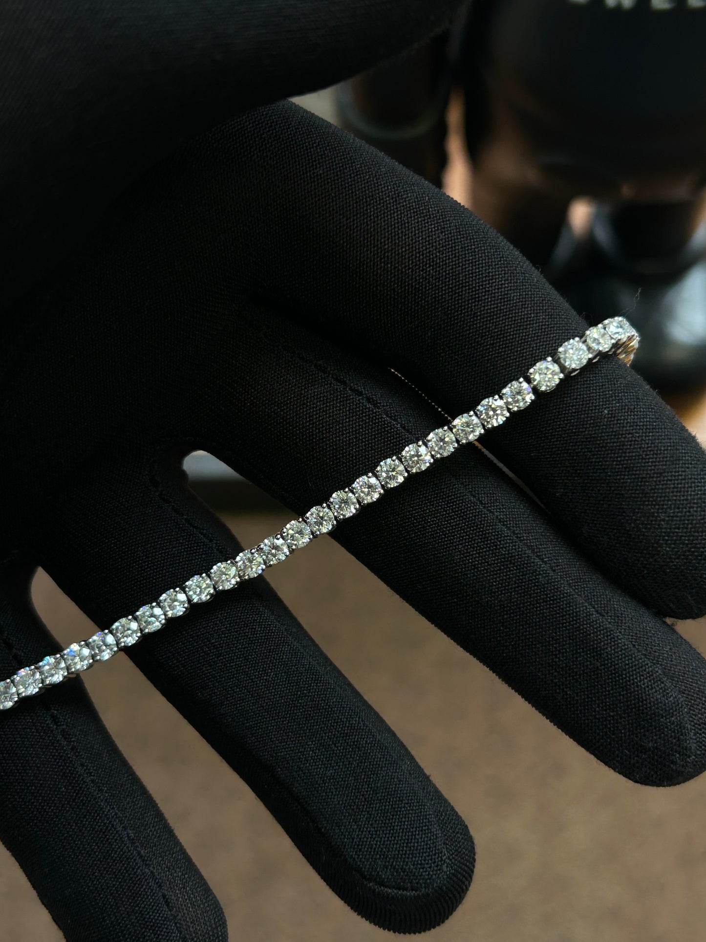 8.07 Carat Lab Diamond Tennis Bracelet 18k White Gold