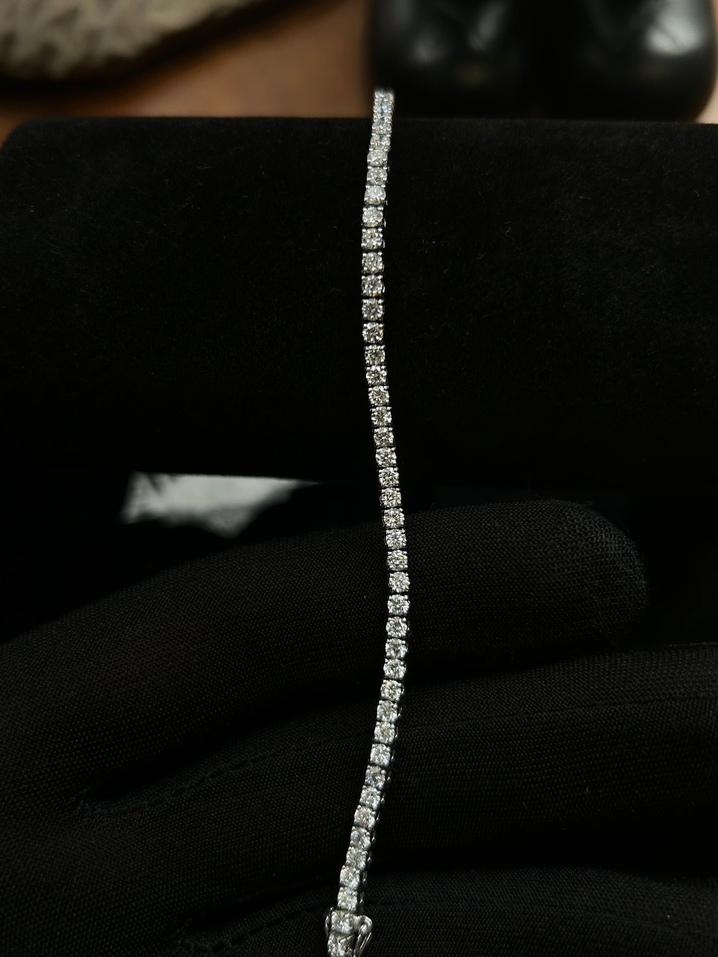 4.04 carat lab diamond tennis bracelet 18k white gold