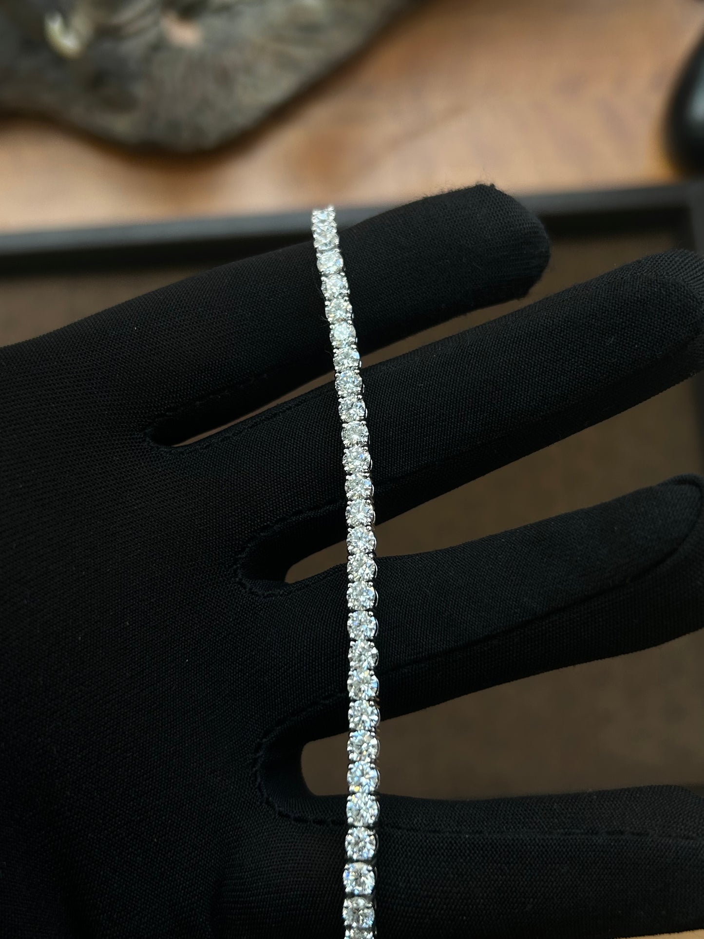 Lab diamond tennis bracelet 18k white gold 11.1TCW D VVS