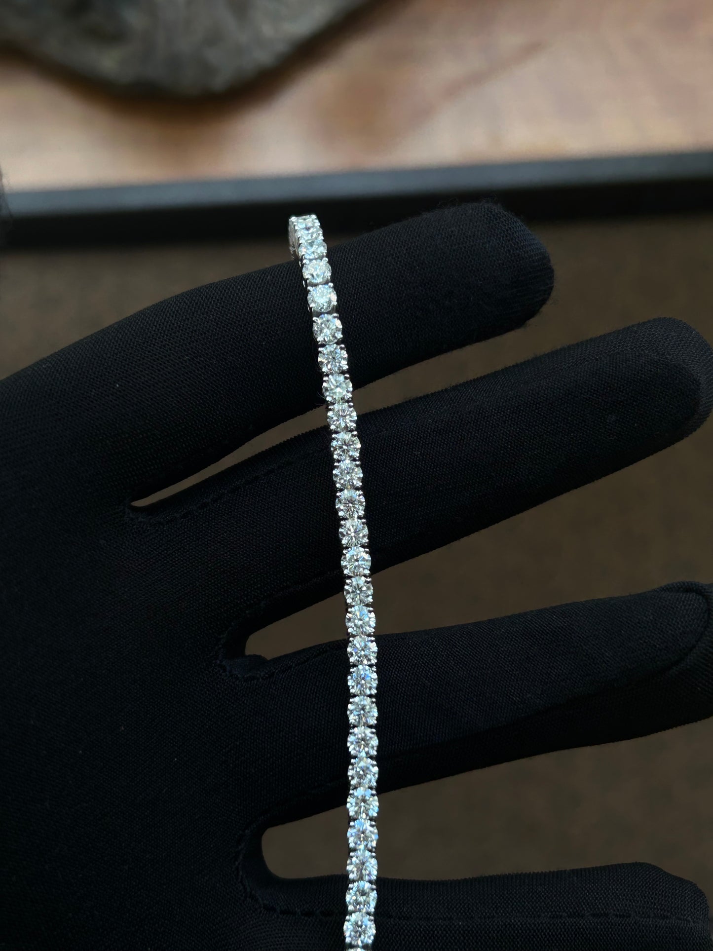 Lab diamond tennis bracelet 18k white gold 11.1TCW D VVS