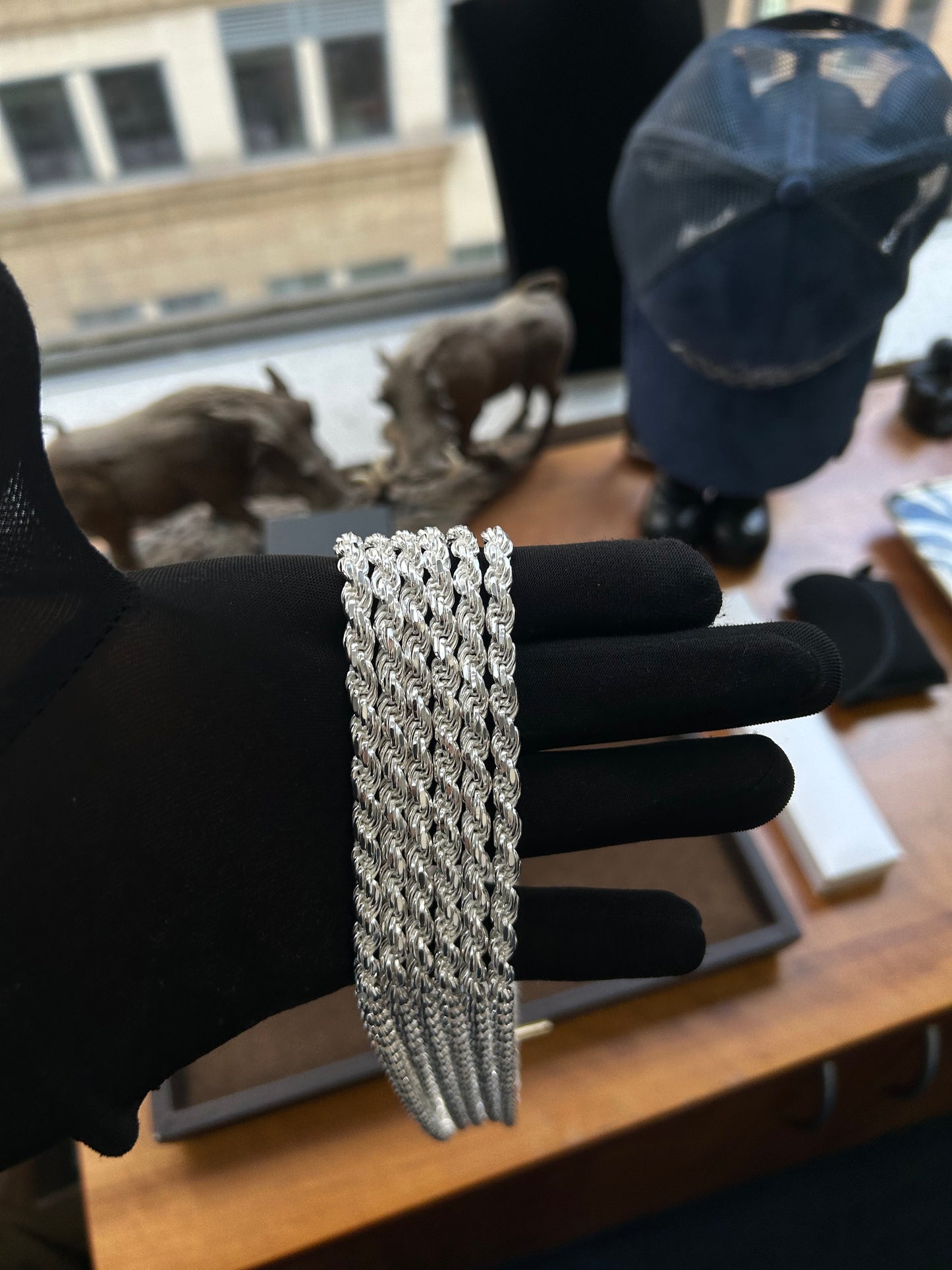 925 silver diamond cut rope chains 60cm 5.7mm 72g