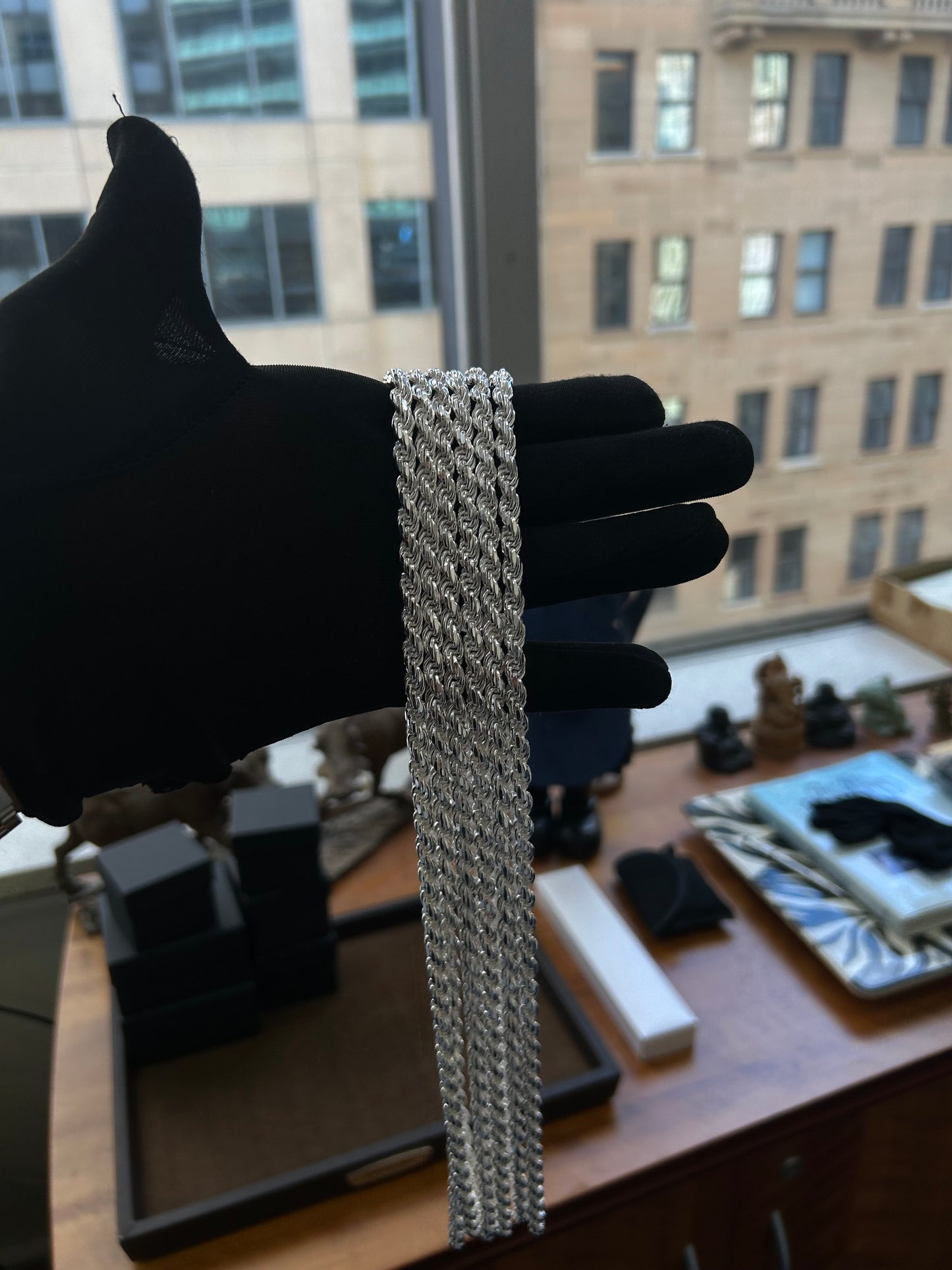 925 silver diamond cut rope chains 60cm 5.7mm 72g