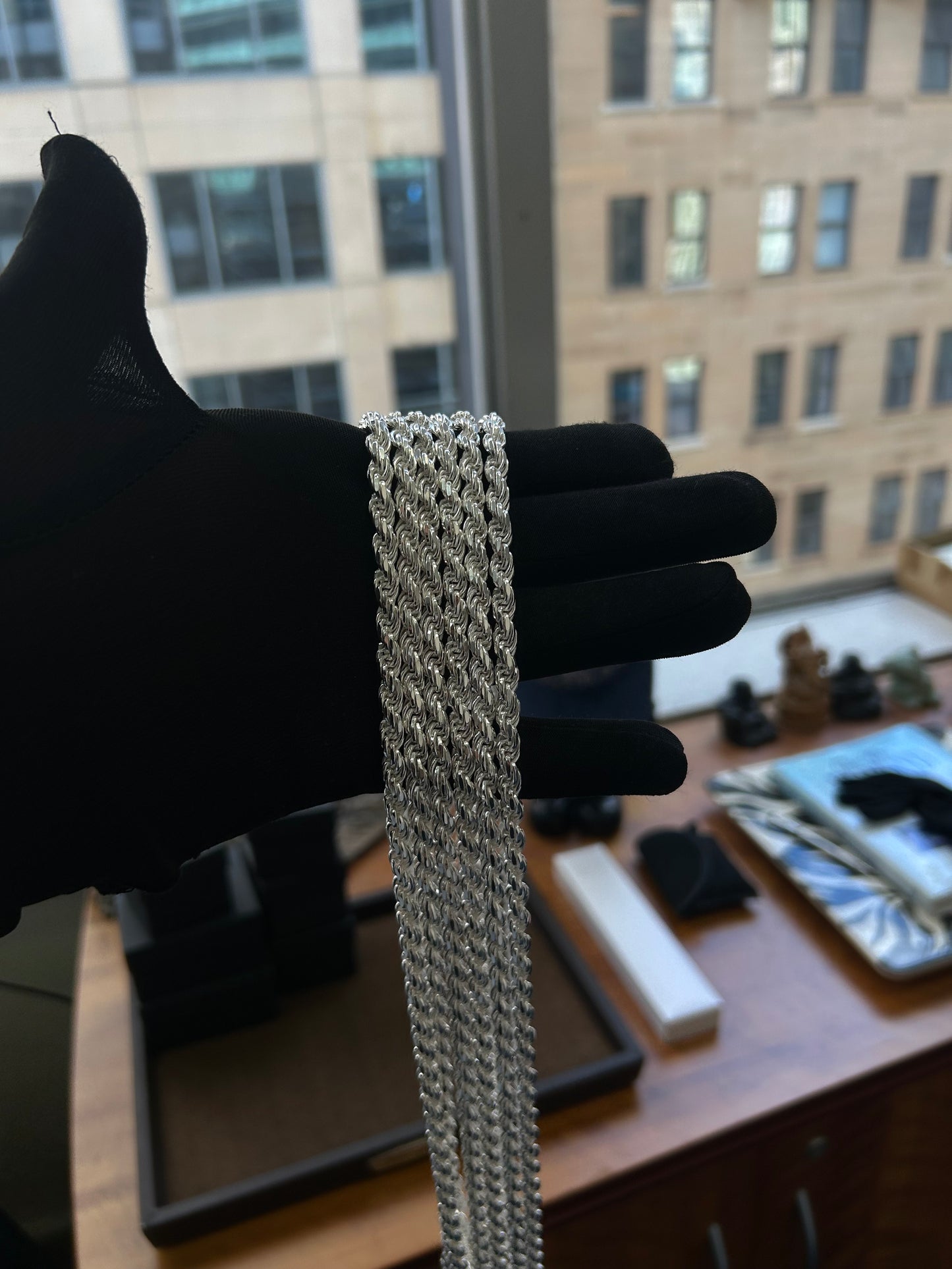 925 silver diamond cut rope chains 60cm 5.7mm 72g