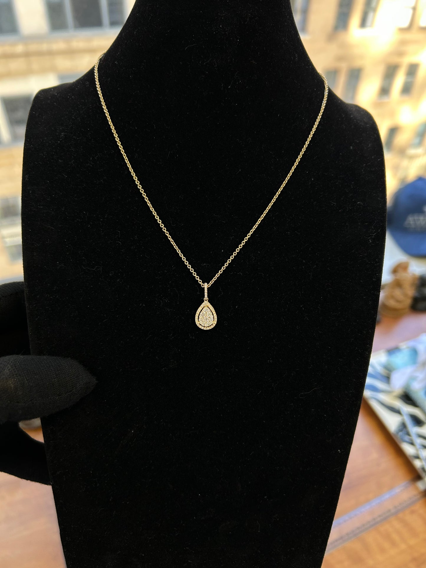 Natural diamond pendant with necklace 0.50TCW 18k yellow gold