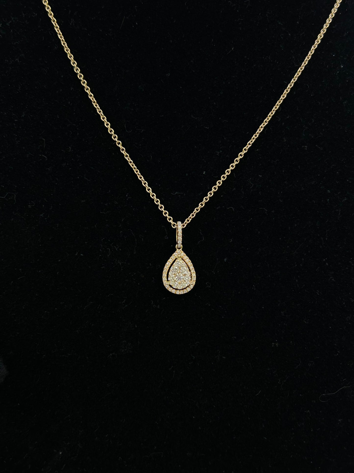 Natural diamond pendant with necklace 0.50TCW 18k yellow gold