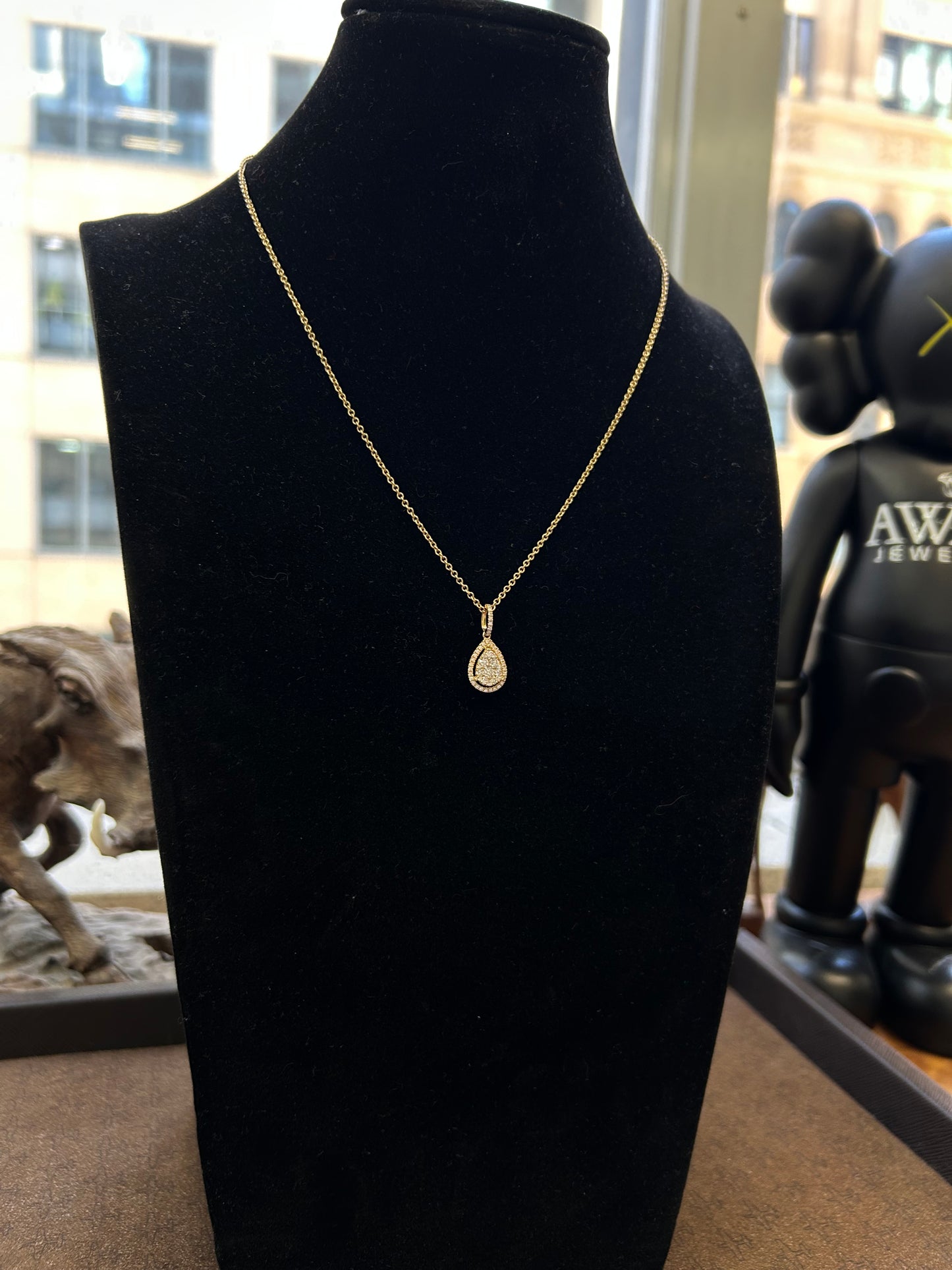 Natural diamond pendant with necklace 0.50TCW 18k yellow gold