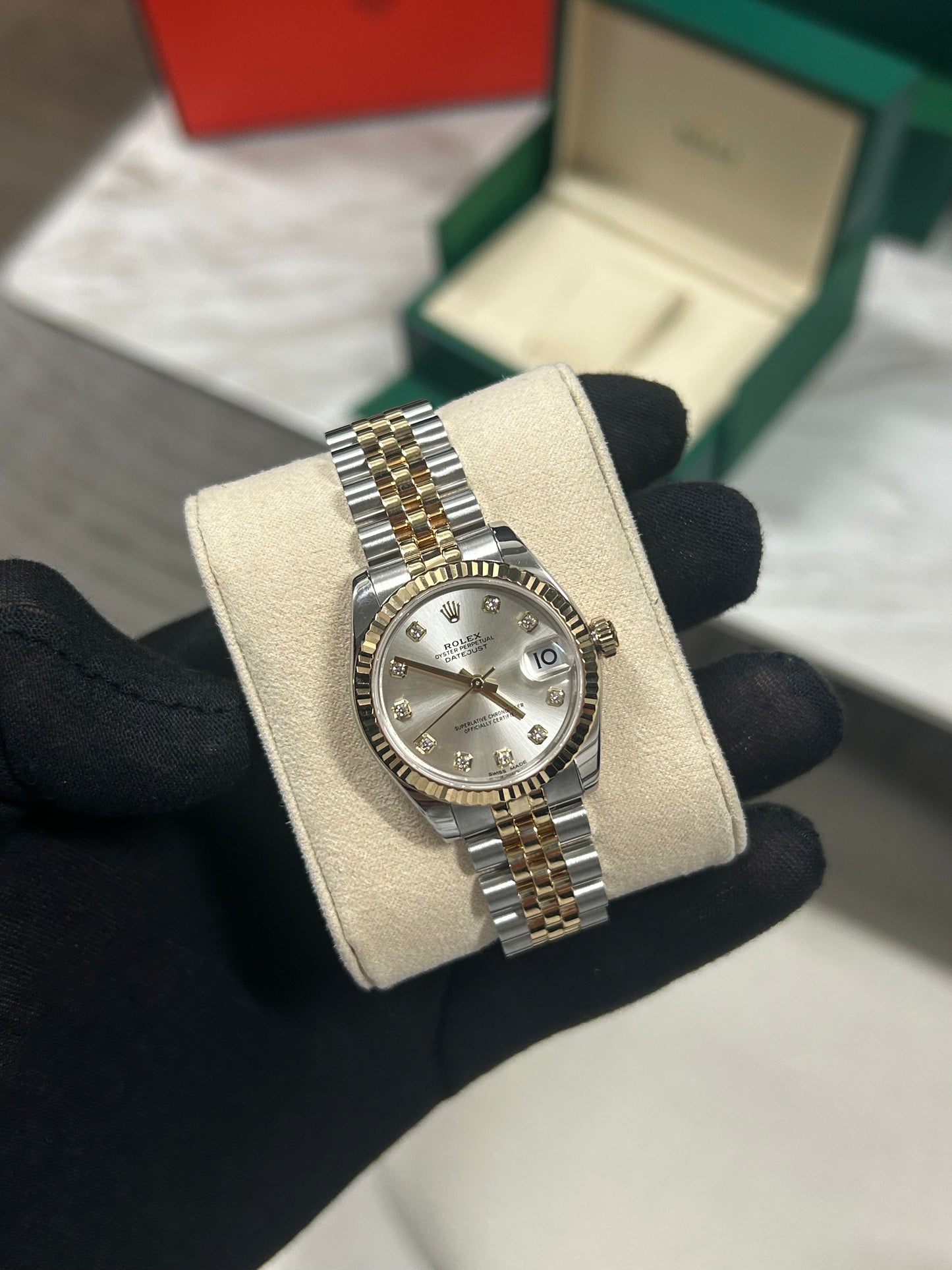 Rolex Datejust 31mm Silver Diamond Dial Two Tone Yellow Gold 2018 model 178273