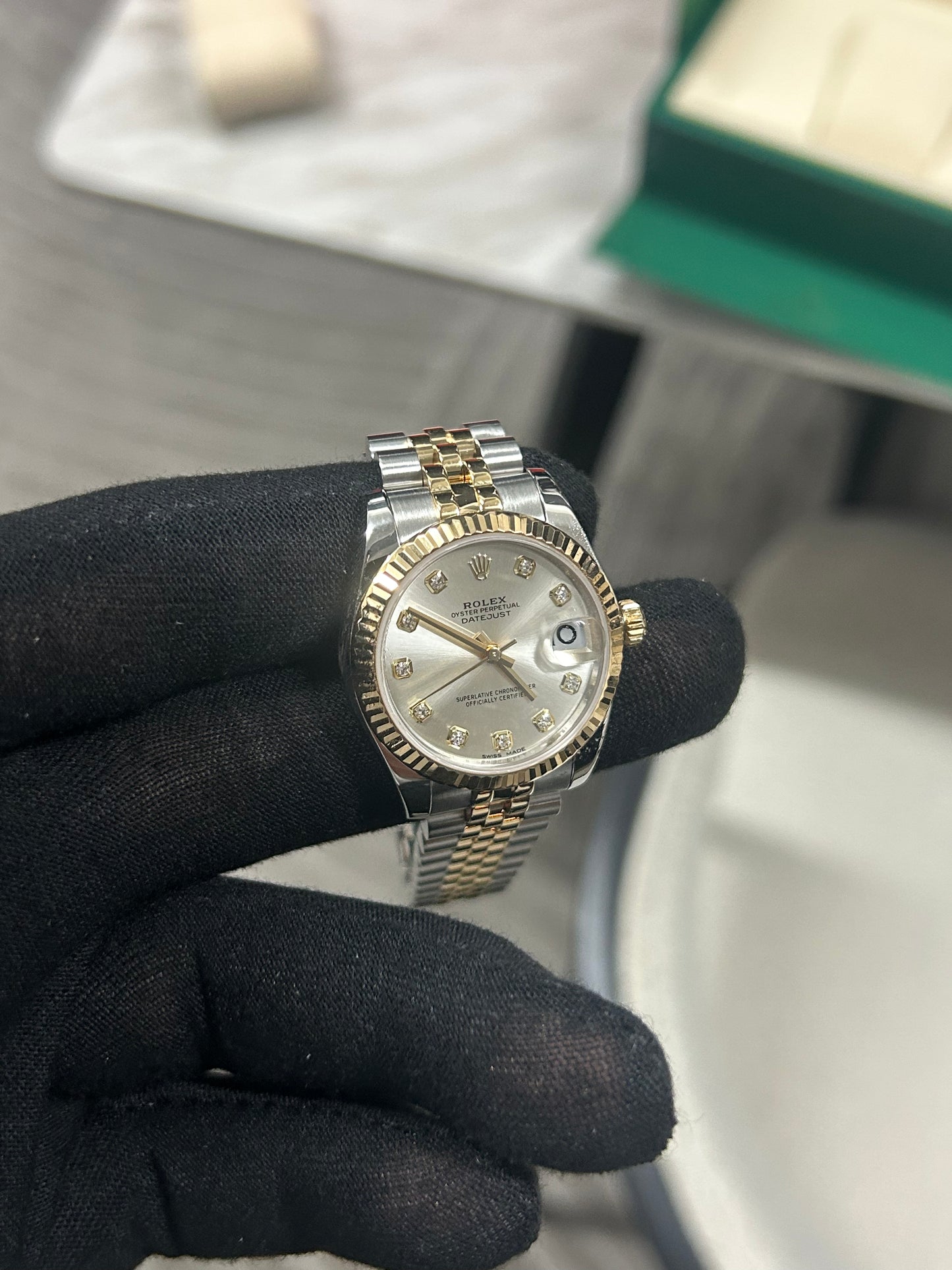 Rolex Datejust 31mm Silver Diamond Dial Two Tone Yellow Gold 2018 model 178273