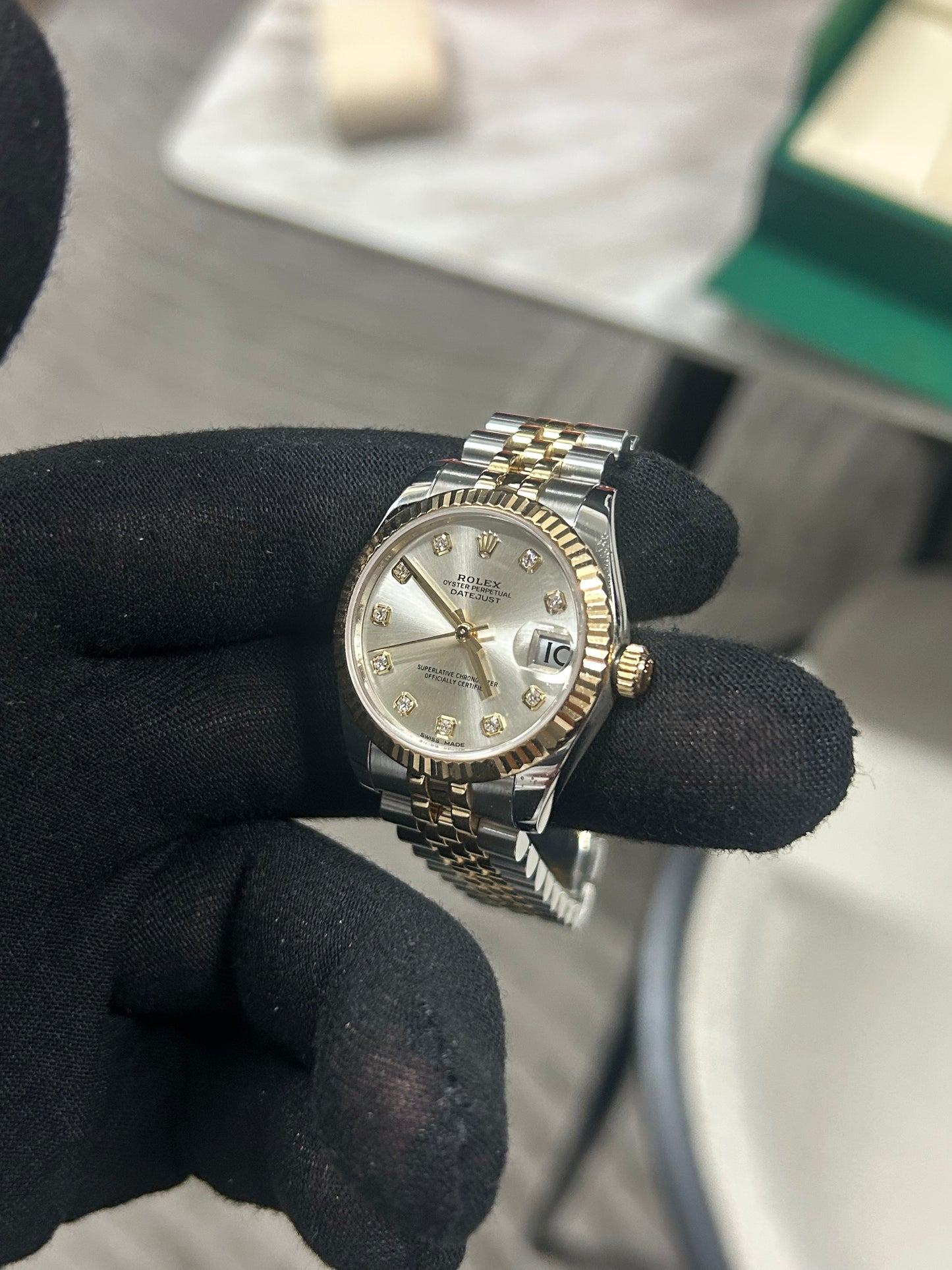 Rolex Datejust 31mm Silver Diamond Dial Two Tone Yellow Gold 2018 model 178273