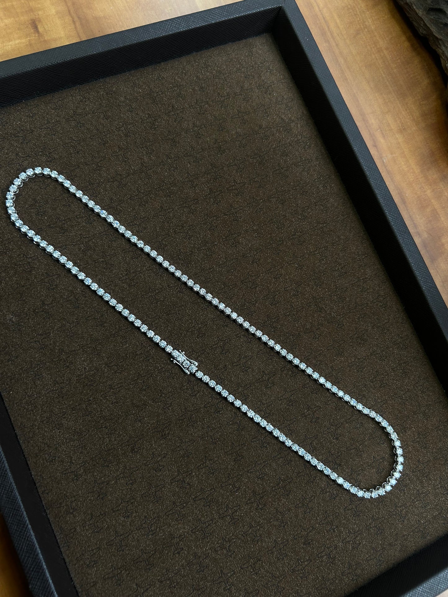 Lab grown diamond tennis chain 60cm 25.35 Carats 18k white gold