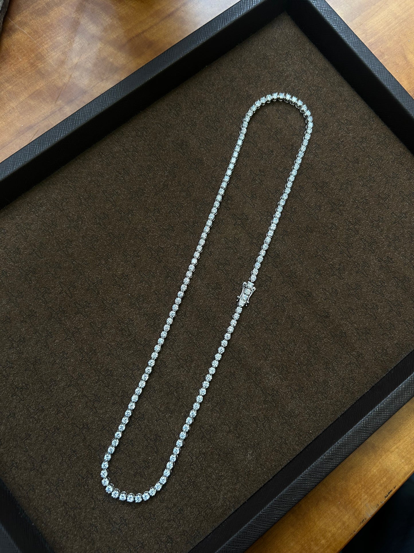 Lab grown diamond tennis chain 60cm 25.35 Carats 18k white gold