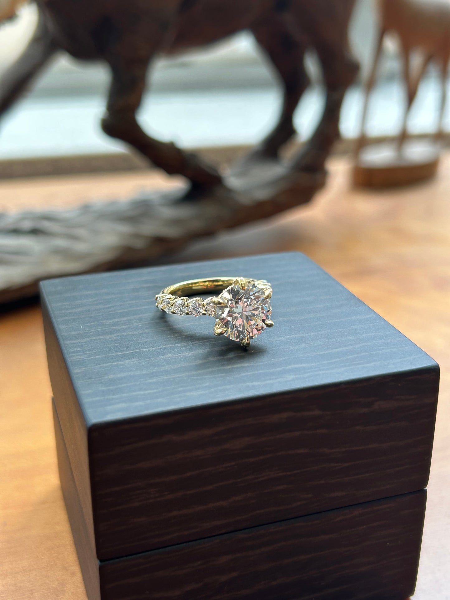 4.04 carat lab/Natural diamond engagement ring 18k yellow gold