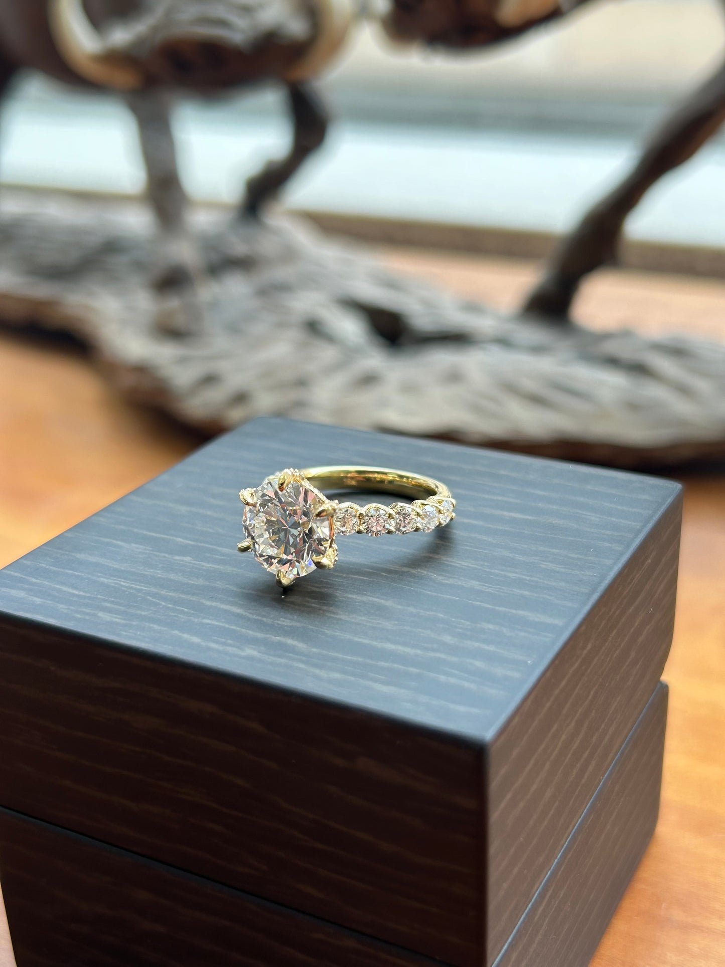 4.04 carat lab/Natural diamond engagement ring 18k yellow gold