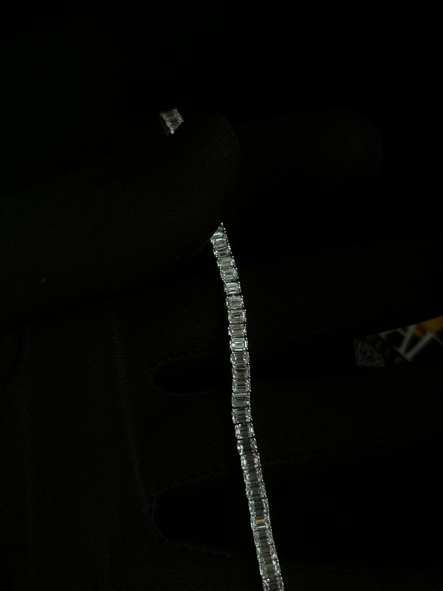 Emerald cut lab diamond tennis bracelet 10.17 carats set in 18k white gold