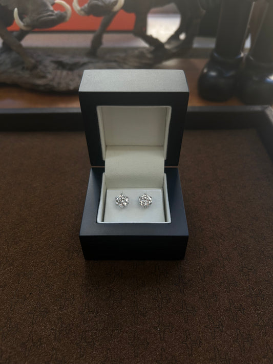 Lab diamond stud earrings 18k white gold setting 4.21 TCW
