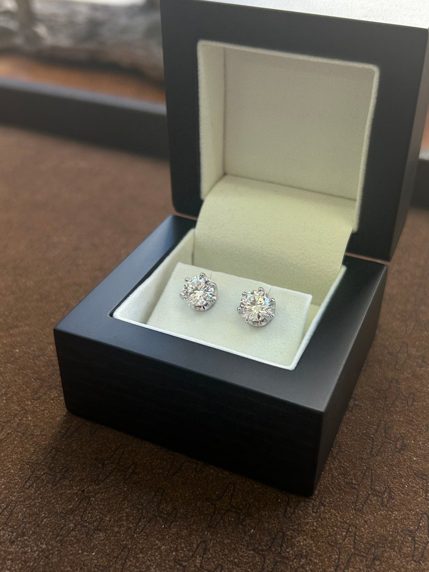 Lab diamond stud earrings 18k white gold setting 4.21 TCW