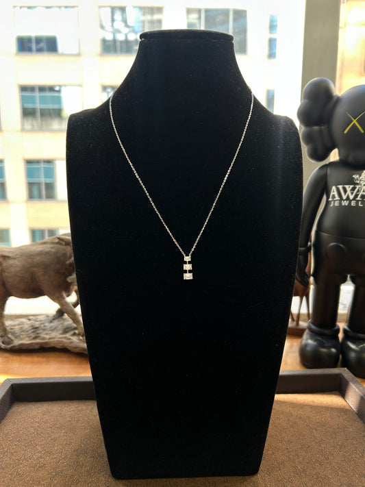 Triple emerald Cut Lab diamond necklace 1.43 TCW