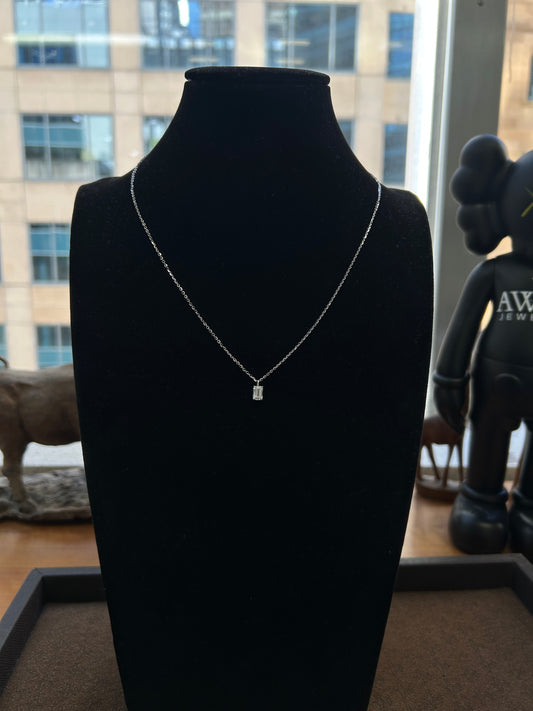 Emerald cut Lab diamond necklace 18k white gold 0.84TCW