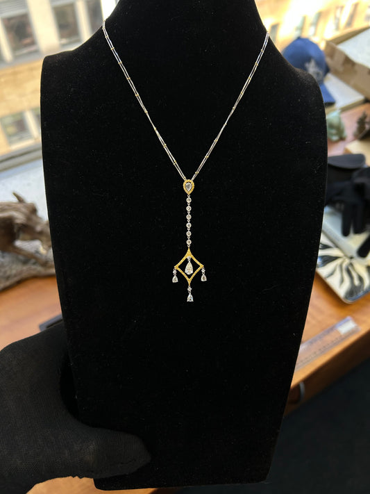 Natural Fancy Yellow diamond gold necklace 1.35TCW