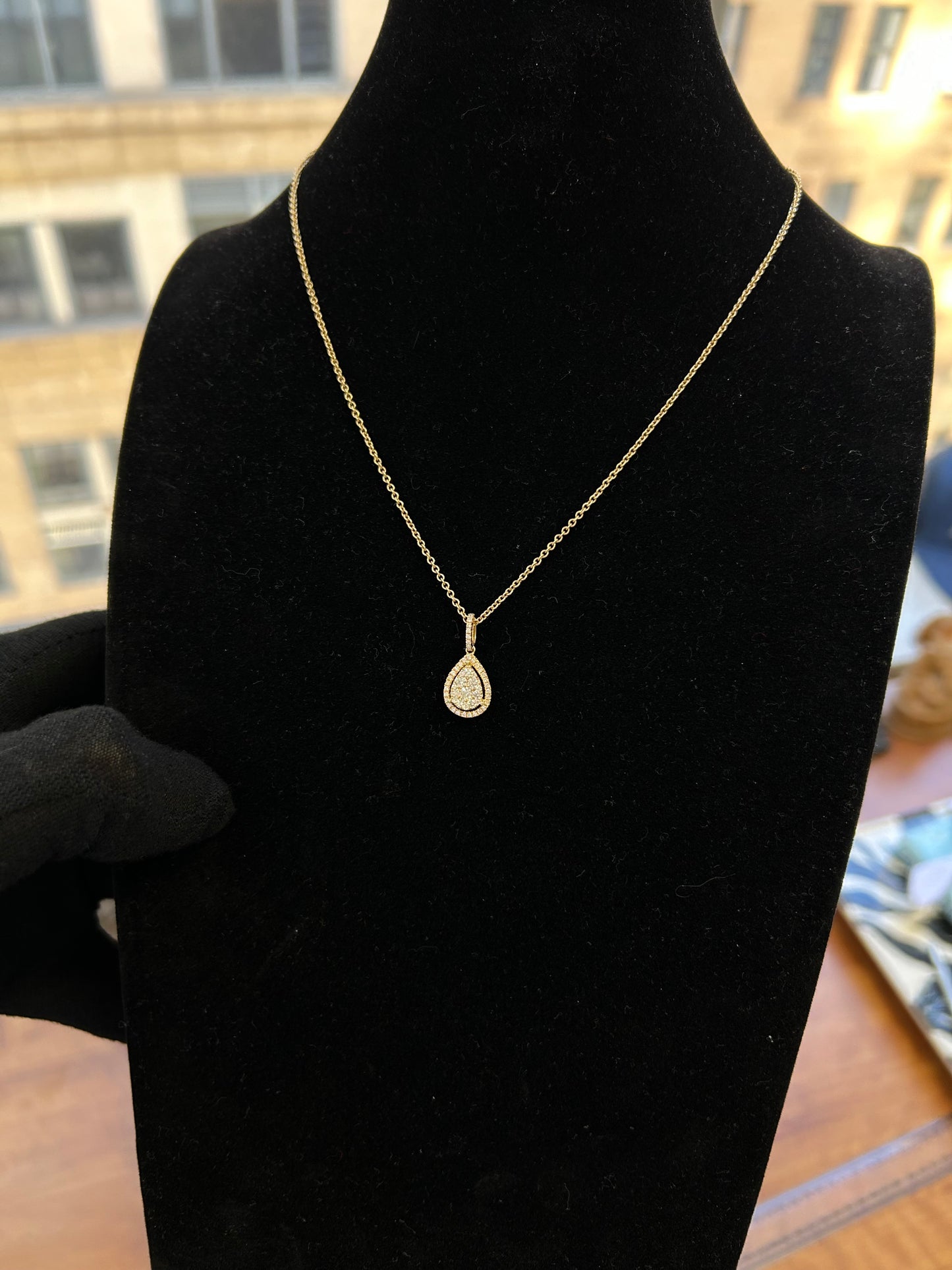 Natural diamond pendant with necklace 0.50TCW 18k yellow gold