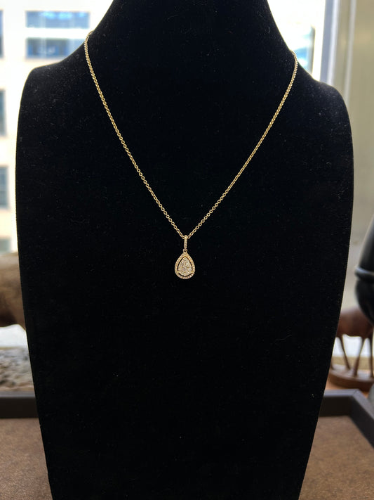 Natural diamond pendant with necklace 0.50TCW 18k yellow gold