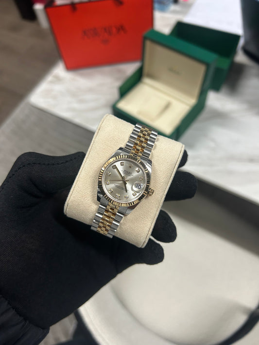 Rolex Datejust 31mm Silver Diamond Dial Two Tone Yellow Gold 2018 model 178273