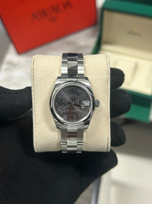 Rolex Datejust 31mm Silver Floral Dial Stainless Steel 2014 Model 178240