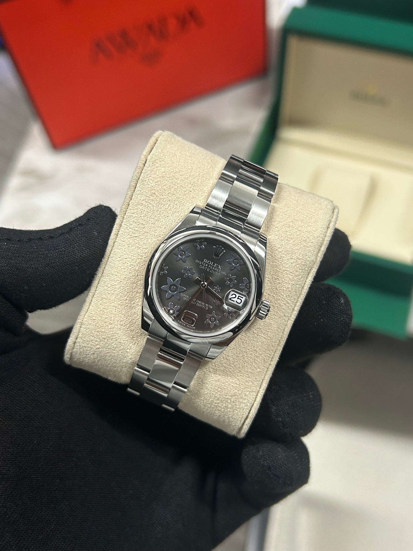 Rolex Datejust 31mm Silver Floral Dial Stainless Steel 2014 Model 178240